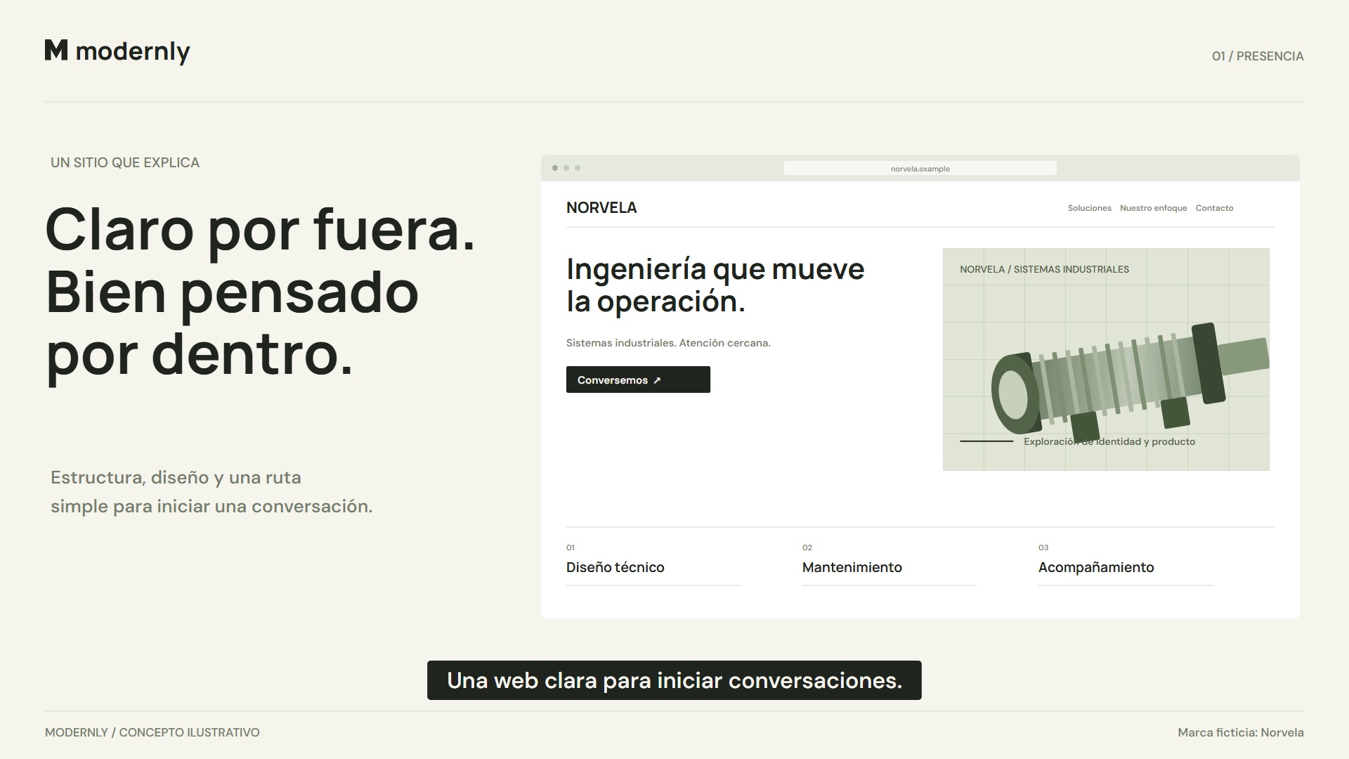 Concepto web corporativo de Norvela Industrial